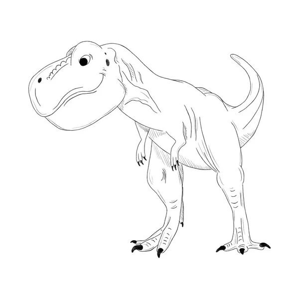 Graphic Black White Dinosaur Sketch Hand Drawn Dinosaurus Isolated White — 图库照片