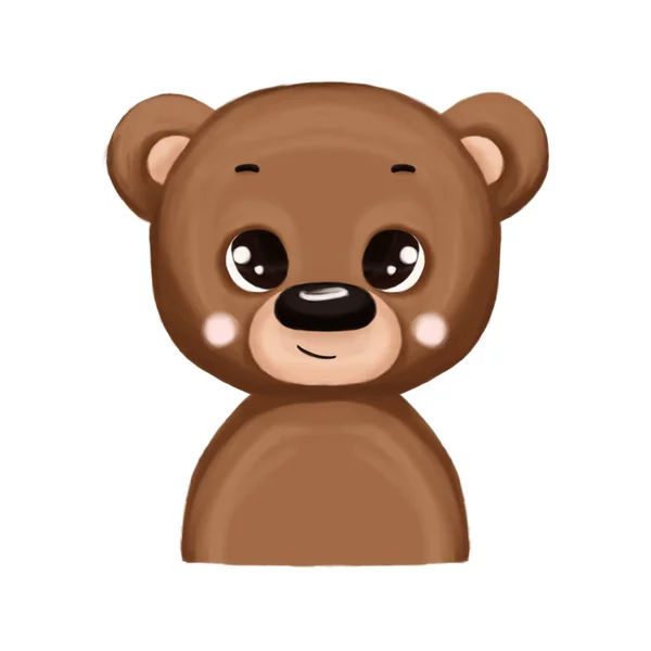 Симпатичное Детское Животное Медведь Цифровая Иллюстрация Животные Изолированы Белом Фоне — стоковое фото