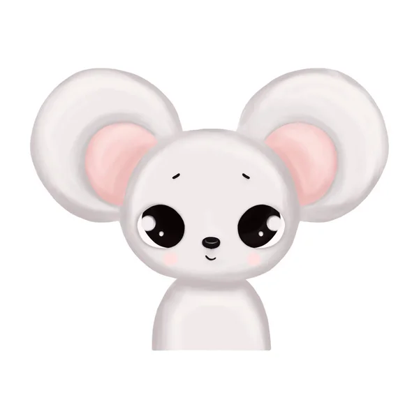 Милый Детский Портрет Животного Мышь Цифровая Иллюстрация Животные Изолированы Белом — стоковое фото