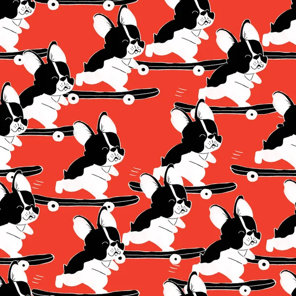 Cute boston terrier pattern design is a perfect for people who loves dog. Collection of one seamless pattern. Adorable Boston Terrier dog. Design for t-shirt, card, poster etc.