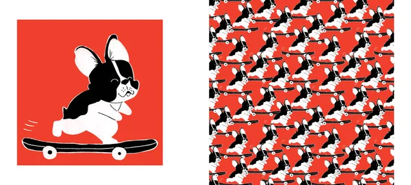Cute Boston Terrier Illustration Pattern Design Perfect People Who Loves —  Fotos de Stock
