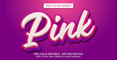 Text Style with Pink Theme. Editable Text Style Effect. Graphic Design Element.