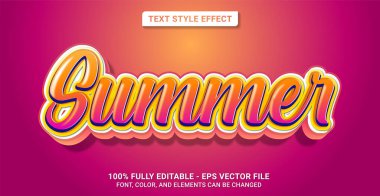 Text Style with Summer Theme. Editable Text Style Effect. Graphic Design Element.