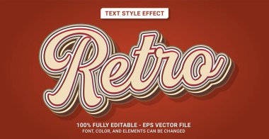 Retro Temalı Metin Biçimi. Düzenlenebilir Metin Biçimi Efekti. Grafik Tasarım Elementi.
