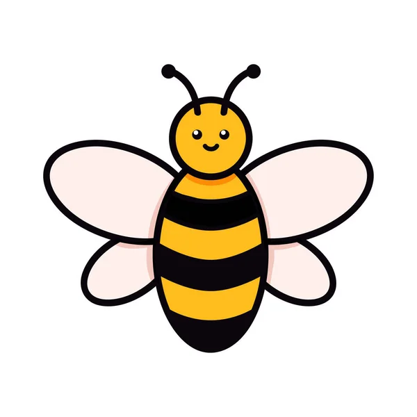 可愛い蜂のベクトル図の落書きスタイルです 白を基調とした黄色と黒でアイコンやロゴデザインを描くカラフルな子供たち — ストックベクタ