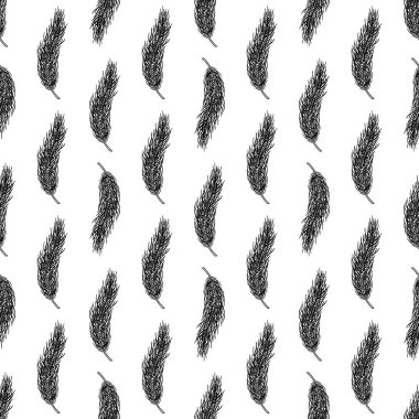 Çam ağacının kusursuz deseni, yeni yıl arkaplanı, el yapımı botanik baskısı. Vektör mevsimlik duvar kağıdı, kış tekstil kumaşı