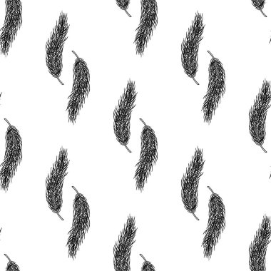 Çam ağacının kusursuz deseni, yeni yıl arkaplanı, el yapımı botanik baskısı. Vektör mevsimlik duvar kağıdı, kış tekstil kumaşı