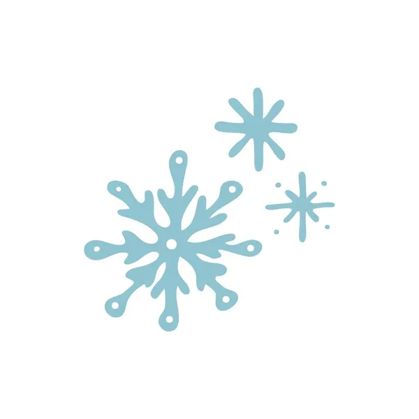 Gekritzelte Schneeflocken blau einfaches Symbol, Vektordarstellung isoliert auf weiß — Stockvektor