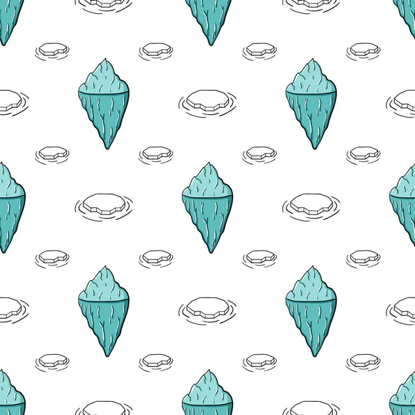 Azul garabato iceberg ilustración polar patrón sin costura. Fondo de pantalla ártico frío — Vector de stock