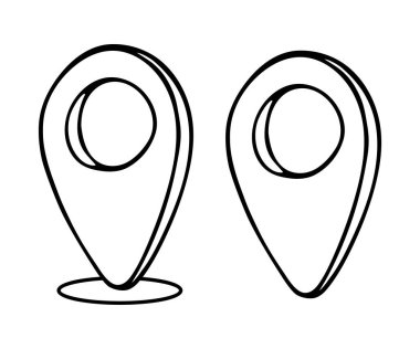 Location pin pointer vector doodle illustration set isolated on white vector