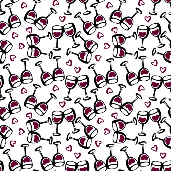 Şarap kadehiyle kusursuz karalama şekli. Vektör illüstrasyonu. — Stok Vektör