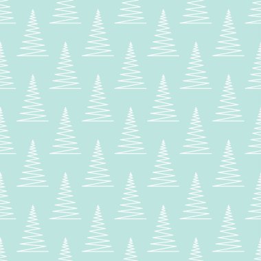 Geometrik Noel ağaçlarıyla kusursuz desen. Kış tatilleri koleksiyonu. Mutlu Noeller ve soyut desenli yeni yıl tasarımınız kutlu olsun. Modern duvar kağıdı. Vektör illüstrasyonu.