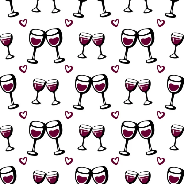 Seamless doodle pattern with wine glass. Vector illustration. — Stock Vector