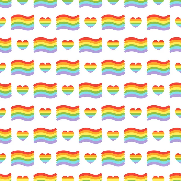 Vektör gururu kusursuz desen. Gökkuşaklı LGBT Hearts. Gay geçit töreni, LGBTQ hakları sembolü. Arkaplan, ambalaj kağıdı, torba şablonu, beyaz üzerine izole baskı
