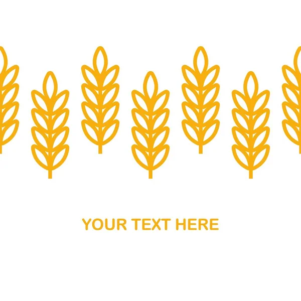 Buğday kulaklı ikon vektör çiftliği logo şablonu. Organik eko fırın işi, tarım ve beyaz üzerine bira için tam çizgi tahıl sembolü çizimi — Stok Vektör