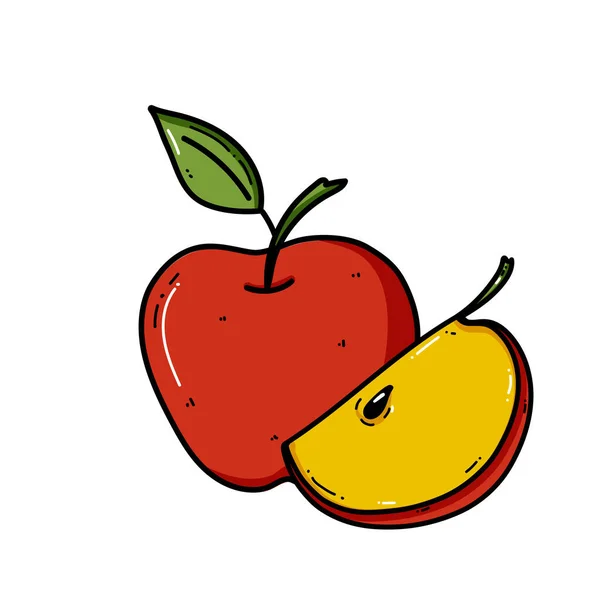 Vektör elma çizimi. Çiftlik pazarı menüsü için meyve illüstrasyonu. Sağlıklı yemek. — Stok Vektör