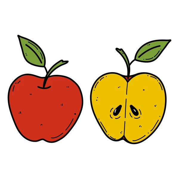 Vektör elma çizimi. Çiftlik pazarı menüsü için meyve illüstrasyonu. Sağlıklı yemek. — Stok Vektör