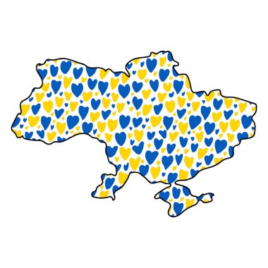 Ukrayna konsept vektör illüstrasyonunda savaşı durdurun. Ukrayna 'ya, Ukrayna bayrağına ve harita illüstrasyonuna sevgi. Ukrayna 'yı Rusya' dan kurtar.