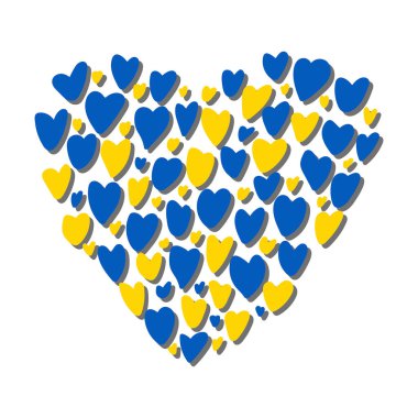 Ukrayna konsept vektör illüstrasyonunda savaşı durdurun. Ukrayna bayrağı ve harita çizimi. Ukrayna 'yı Rusya' dan kurtar.