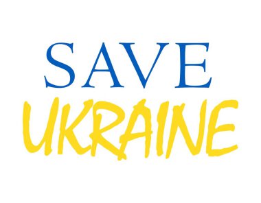 Ukrayna metin vektör illüstrasyonu. Rusya 'dan Ukrayna' ya destek mektubu. Ukrayna bayrağı mavi ve sarı renkler.