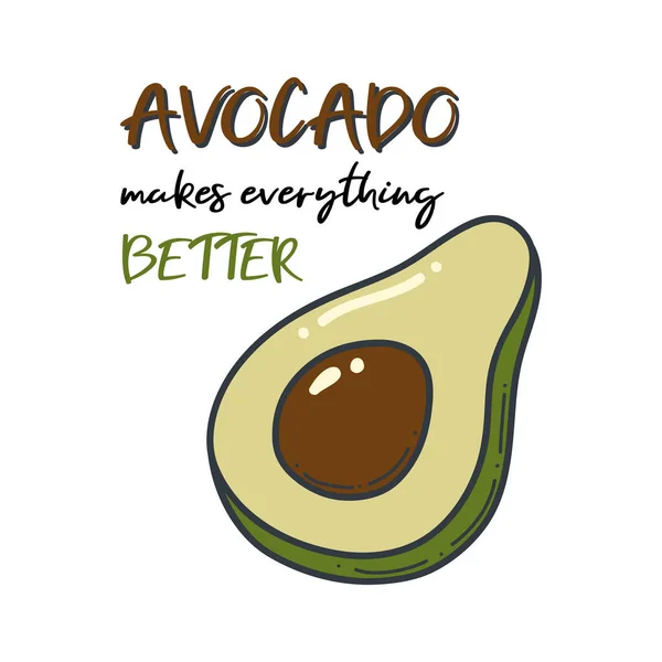Avocado doodle outline icon. Logo organic fruit and vegetable illustration. — Stok Vektör