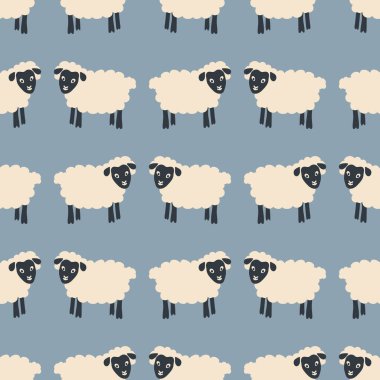 Koyun karalama geçmişi. Koyunların düz çizimi pürüzsüz desen