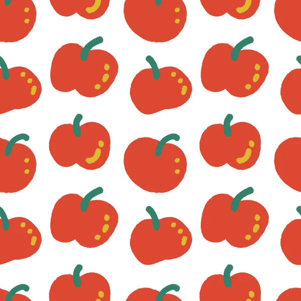 Ilustrasi pola mulus apel merah. Latar belakang panen Apple - Stok Vektor