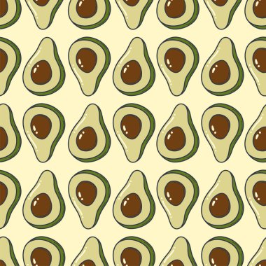 Avokado karalama çizimi kusursuz desen çizimi. Organik meyve ve sebze örneklerinin arka planı.