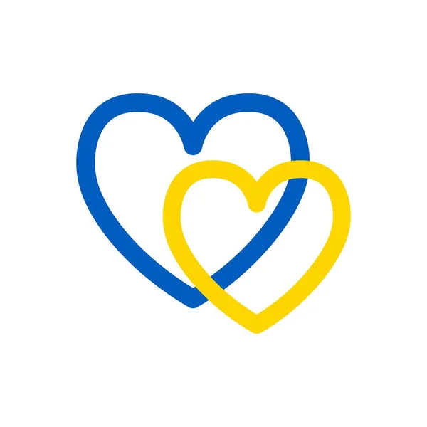 Ucrania corazones vector ilustración. Quédate con Ucrania. Bandera de Ucrania azul y amarillo colores textura. — Vector de stock