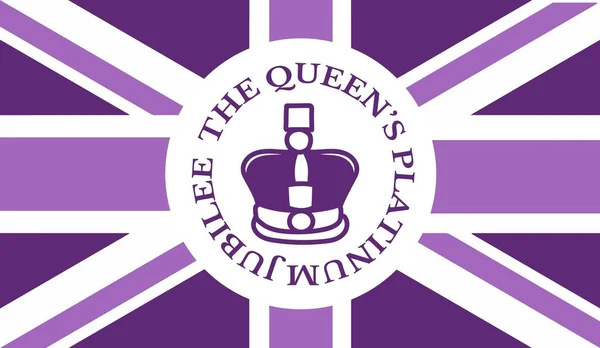 Плакат празднования Платинового юбилея королевы Елизаветы на фоне британского флага. — стоковый вектор