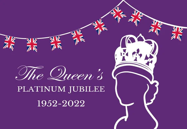 クイーン・プラチナ・ジュビリーの記念ポスター背景エリザベス女王のシルエット — ストックベクタ