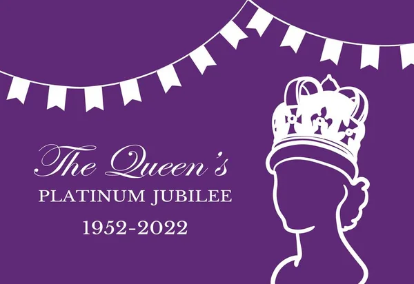 Il Queens Platinum Giubileo celebrazione poster sfondo con la silhouette della regina Elisabetta — Vettoriale Stock