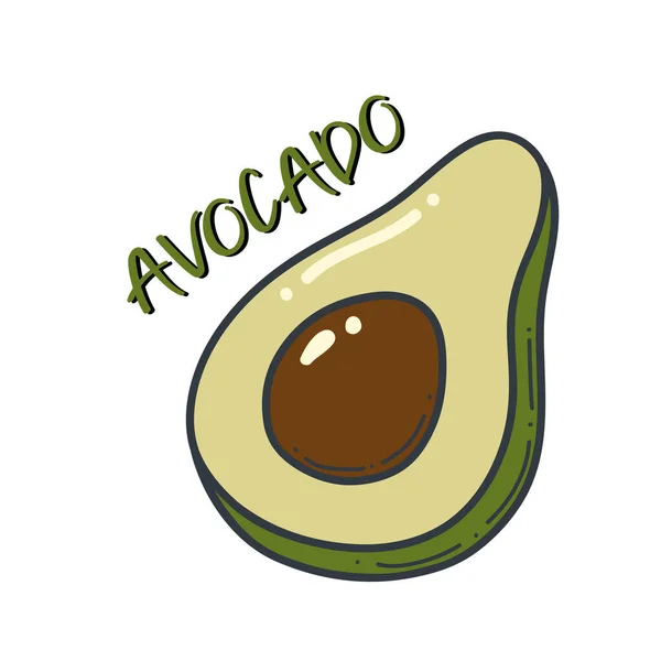 Avocado doodle outline icon. Logo organic fruit and vegetable illustration. — Stok Vektör