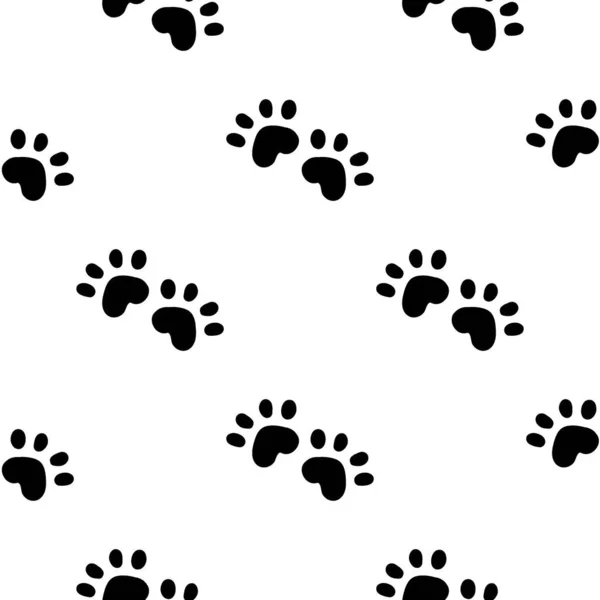 Blue cat seamless pattern. Meow and cat paws background vector illustration. Cute cartoon for nursery — Stock Vector