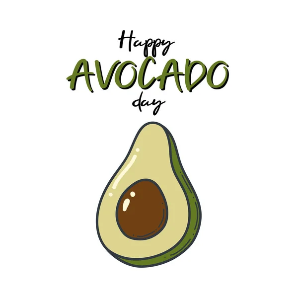 Avocado Day Doodle Umriss Symbol Logo Bio Obst Und Gemüse — Stockvektor