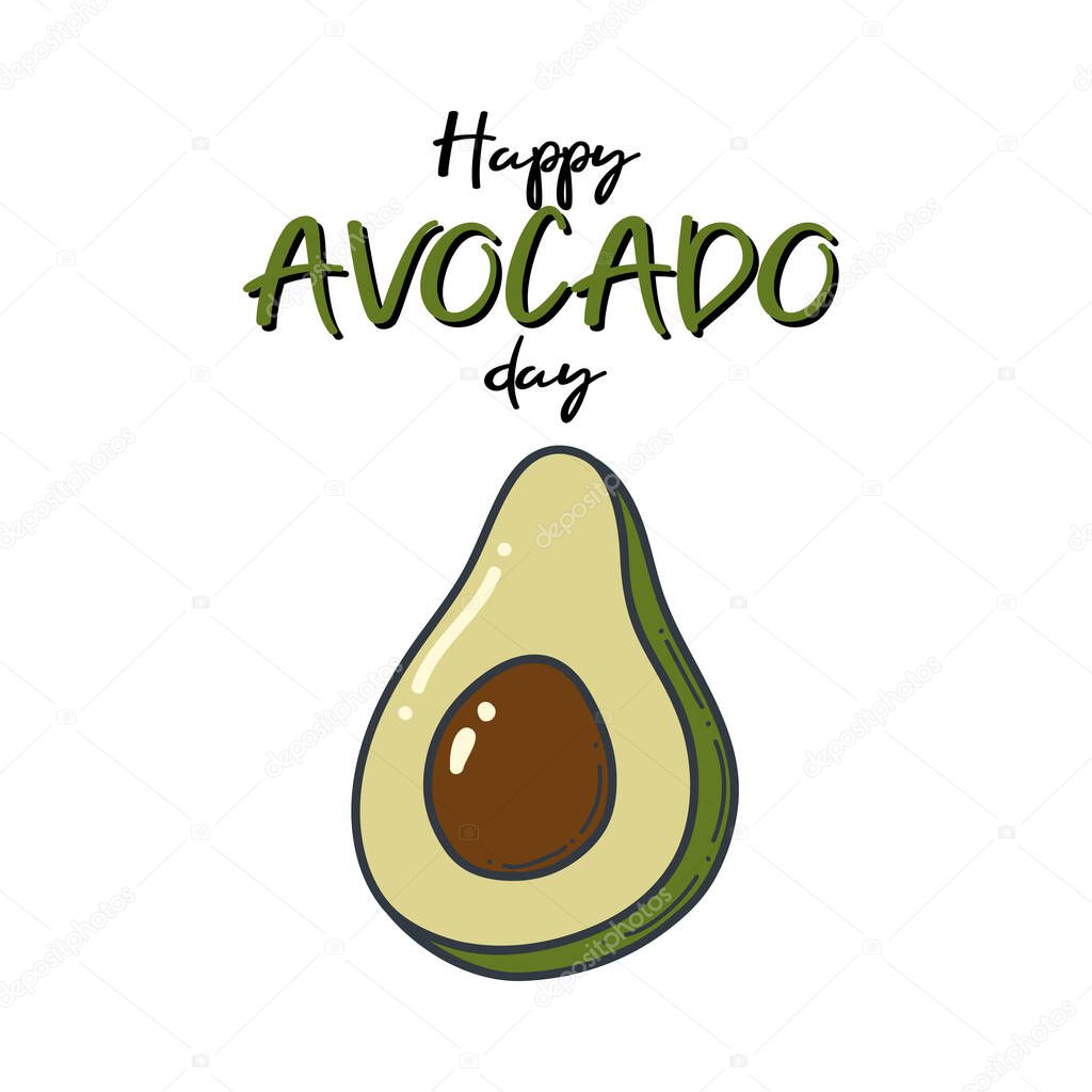 Avocado day doodle outline icon. Logo organic fruit and vegetable isolated illustration.