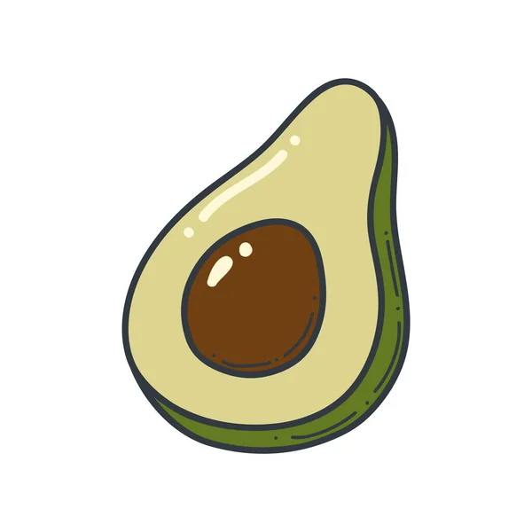 Avokado Doodle Taslak Simgesi Logo Organik Meyve Sebze Ayrımcılığı — Stok Vektör
