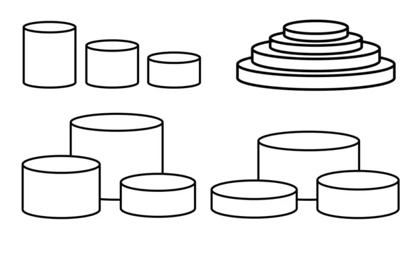 Podium Géométrique Modèle Ligne Affichage Réglée Contour Rond Doodle Cylindre — Image vectorielle