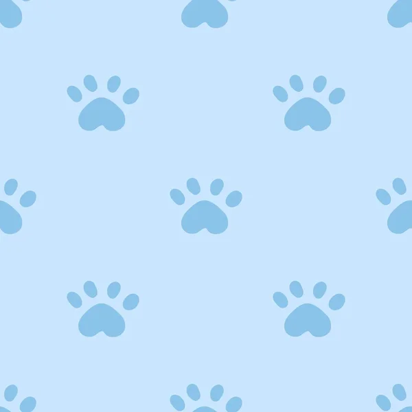 Azul Gato Sem Costura Padrão Meow Gato Patas Fundo Ilustração —  Vetores de Stock
