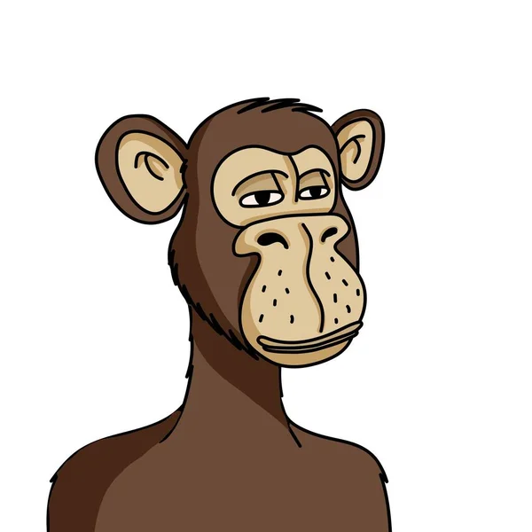 无趣的猿类Nft在白色背景上被隔离 素描风格的不可替换符号区块链猴子向量图解 — 图库矢量图片
