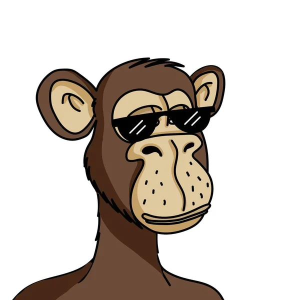Nft Scimmia Annoiato Isolato Sfondo Bianco Illustrazione Non Fungibile Del — Vettoriale Stock