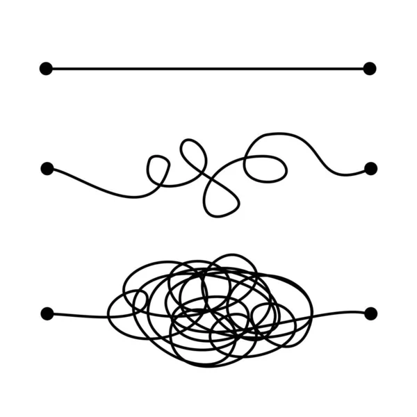 Hard Medium Easy Way Solution Concept Illustrated Tangled Straight Lines — ストックベクタ