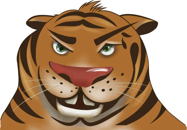 Illustration Vacker Tiger Vit Bakgrund — Stockfoto