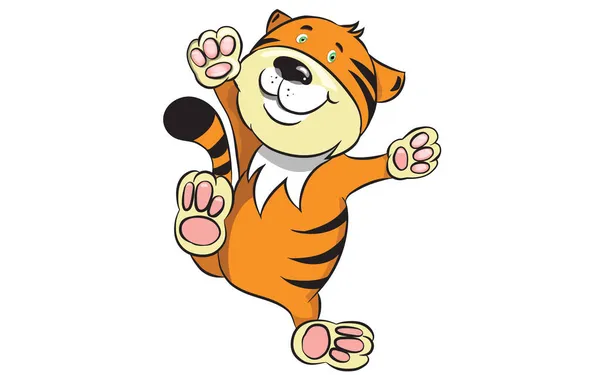 Mignon Drôle Tigre Dessin — Image vectorielle