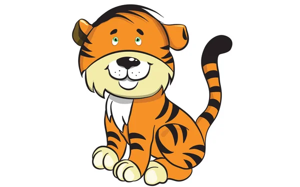Mignon Drôle Tigre Dessin — Image vectorielle