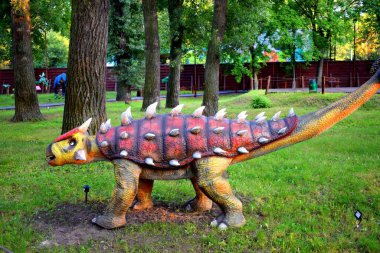 Kyiv, Ukraine - August  06, 2022: Dinosaur figures in Dinopark