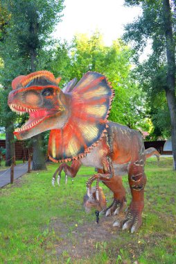 Kyiv, Ukraine - August  06, 2022: Dinosaur figures in Dinopark