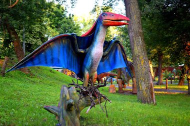 Kyiv, Ukraine - August  06, 2022: Dinosaur figures in Dinopark