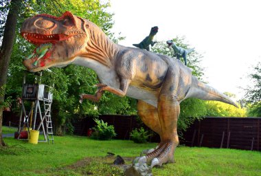 Kyiv, Ukraine - August  06, 2022: Dinosaur figures in Dinopark