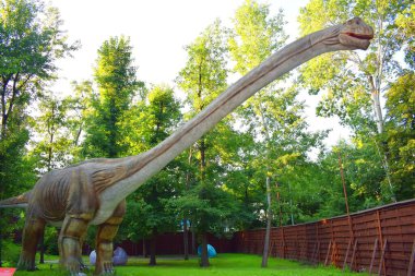 Kyiv, Ukraine - August  06, 2022: Dinosaur figures in Dinopark